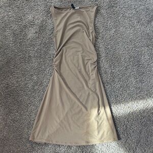 Elegant Tan Sleeveless Mini Dress